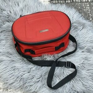 Global Tour Red Toiletry Bag W/Shoulder Strap Shaving Kit/Makeup Duffel Bag
